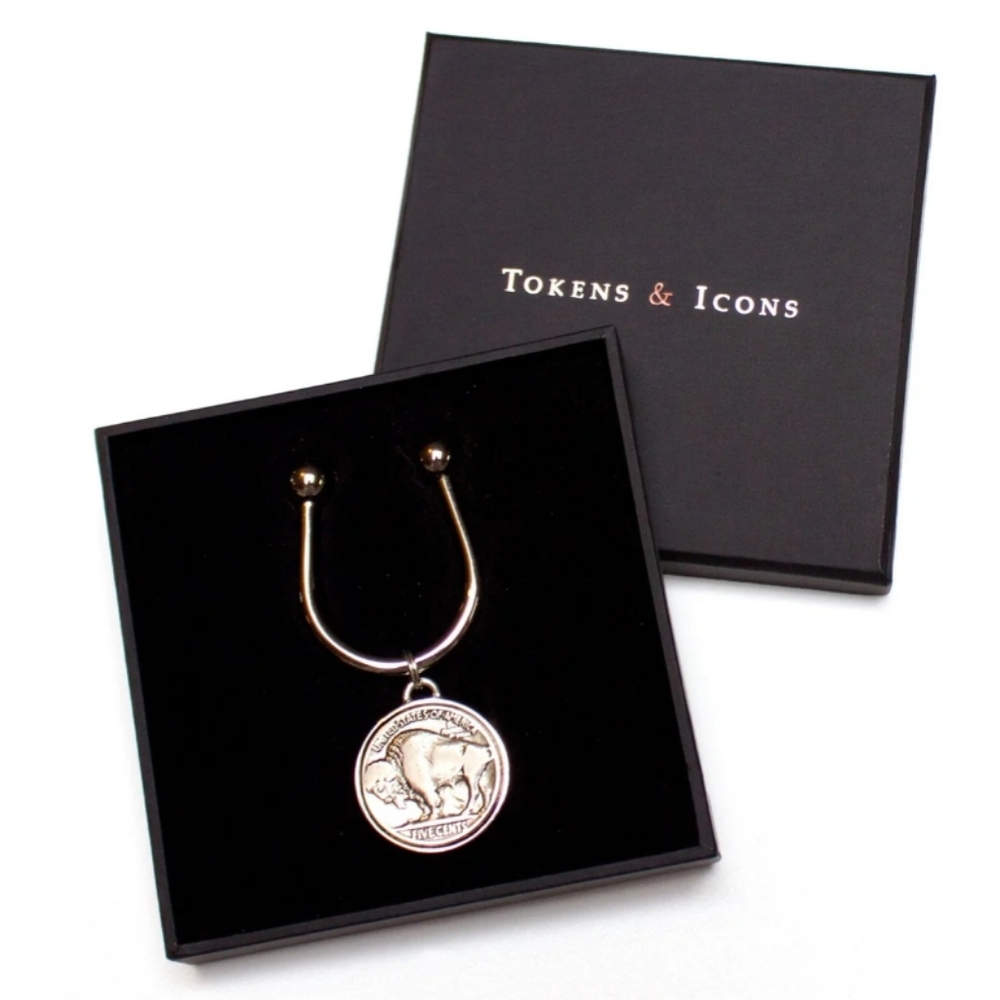 Tokens & Icons Authentic Buffalo Nickel Horseshoe Key Ring Minted 1913-1938 NIB